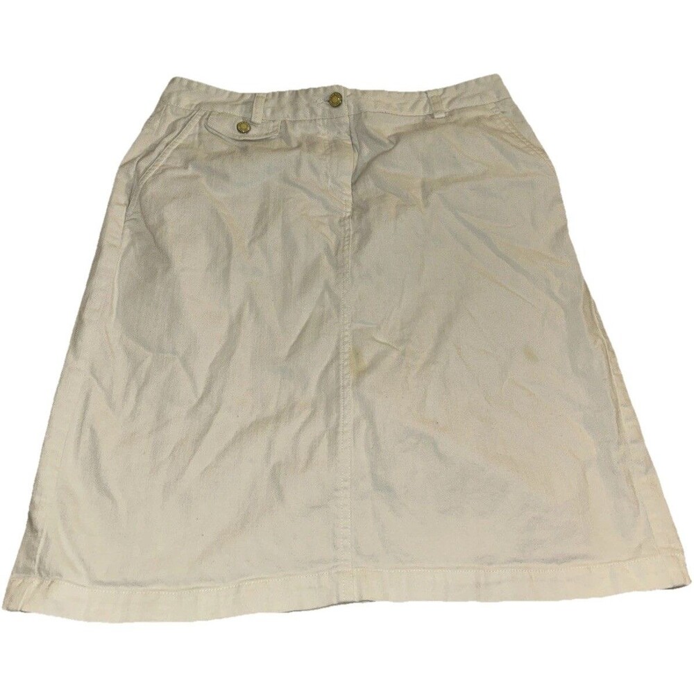 Talbots Size 14 White Jean Mini A-Line Skirt
